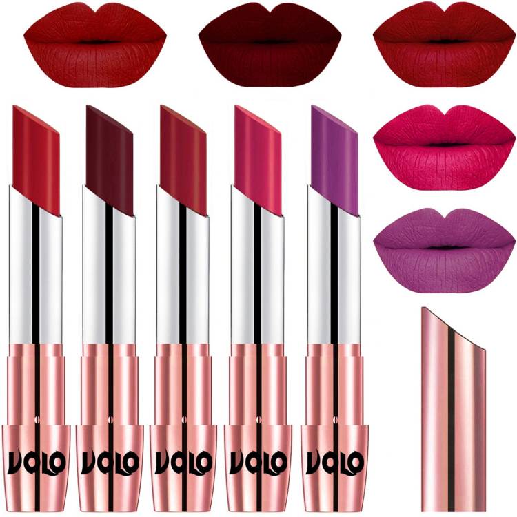 Volo Creme Matte Smooth Lipstick Combo Set of 5 Bold Colors Long Lasting Code-822 Price in India