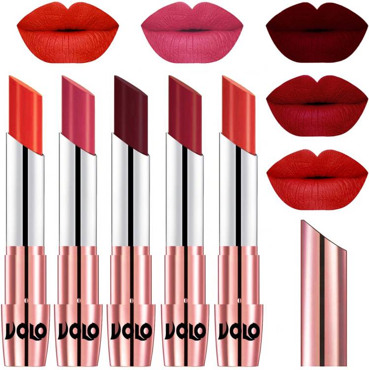 Volo Creme Matte Smooth Lipstick Combo Set of 5 Bold Colors Long Lasting Code-804 Price in India