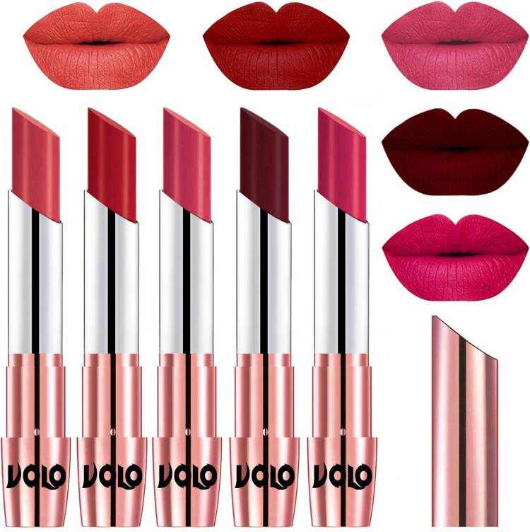 Volo Creme Matte Smooth Lipstick Combo Set of 5 Bold Colors Long Lasting Code-544 Price in India