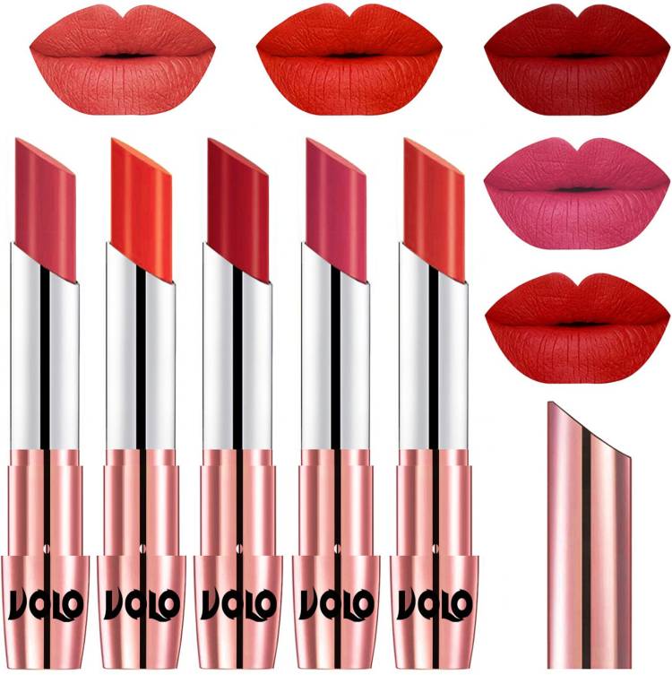 Volo Creme Matte Smooth Lipstick Combo Set of 5 Bold Colors Long Lasting Code-542 Price in India