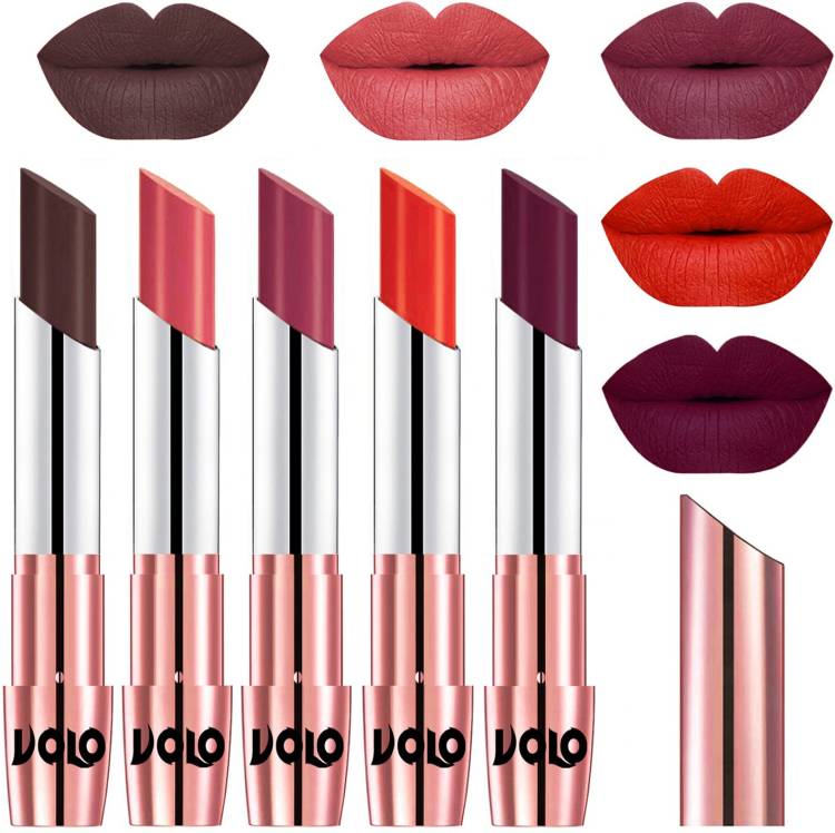 Volo Creme Matte Smooth Lipstick Combo Set of 5 Bold Colors Long Lasting Code-646 Price in India