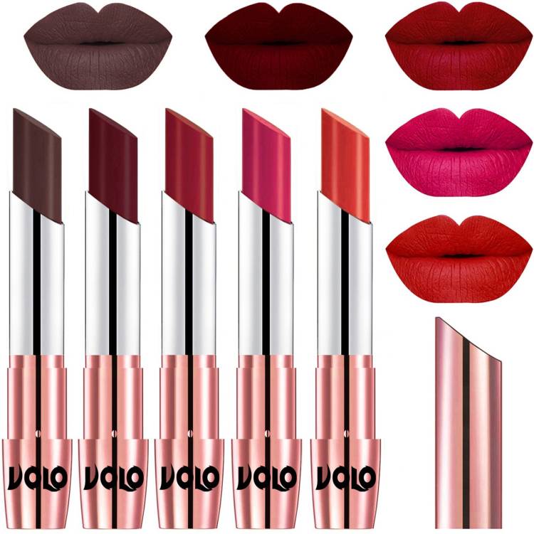 Volo Creme Matte Smooth Lipstick Combo Set of 5 Bold Colors Long Lasting Code-678 Price in India