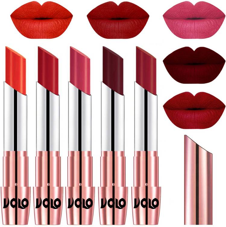 Volo Creme Matte Smooth Lipstick Combo Set of 5 Bold Colors Long Lasting Code-794 Price in India