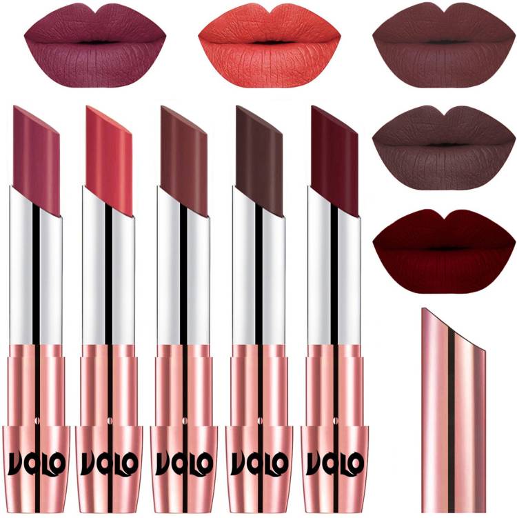 Volo Creme Matte Smooth Lipstick Combo Set of 5 Bold Colors Long Lasting Code-310 Price in India