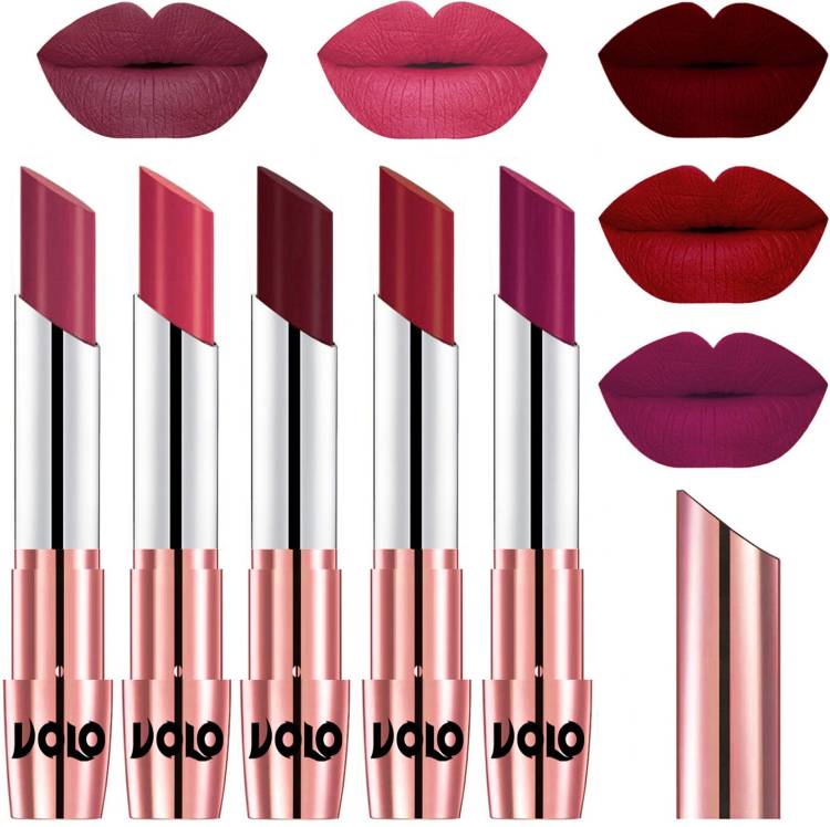 Volo Creme Matte Smooth Lipstick Combo Set of 5 Bold Colors Long Lasting Code-780 Price in India