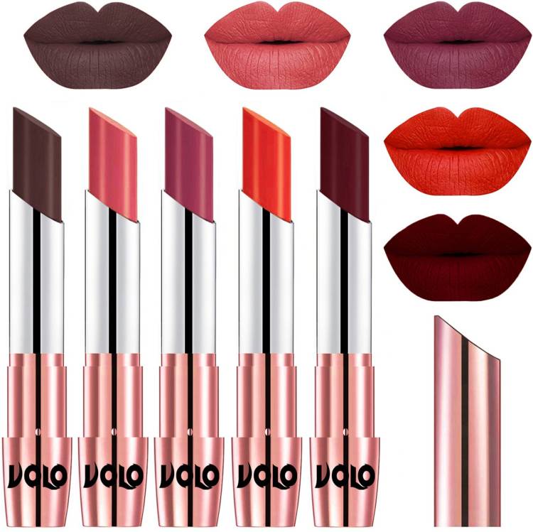 Volo Creme Matte Smooth Lipstick Combo Set of 5 Bold Colors Long Lasting Code-642 Price in India