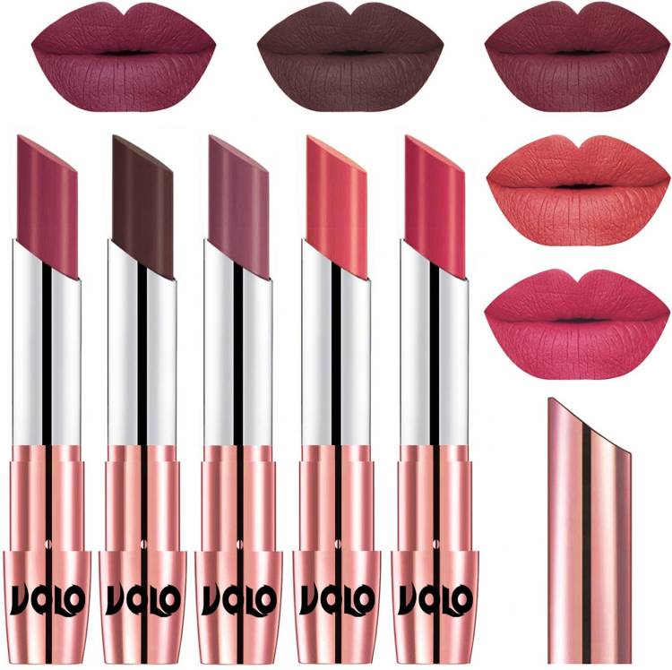 Volo Creme Matte Smooth Lipstick Combo Set of 5 Bold Colors Long Lasting Code-332 Price in India