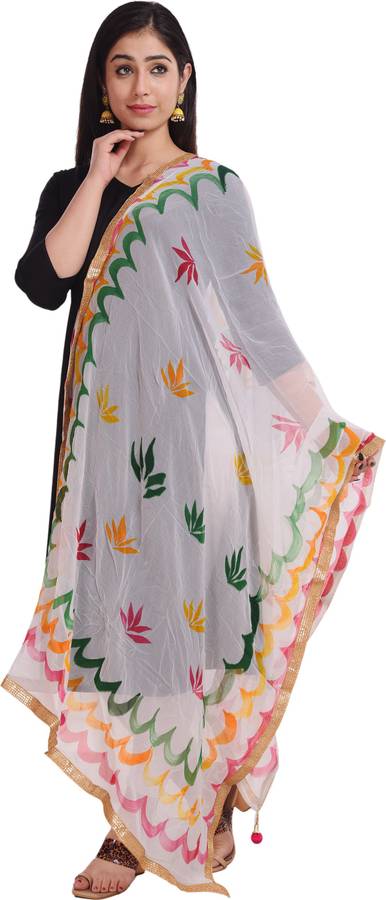 Chiffon Self Design Multicolor Women Dupatta