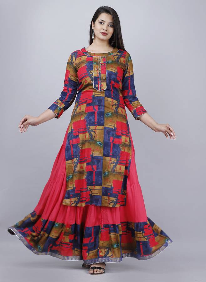Women Kurta and Skirt Set Rayon