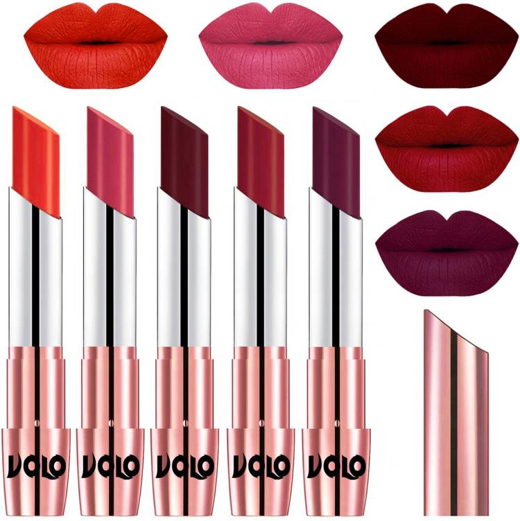 Volo Creme Matte Smooth Lipstick Combo Set of 5 Bold Colors Long Lasting Code-802 Price in India