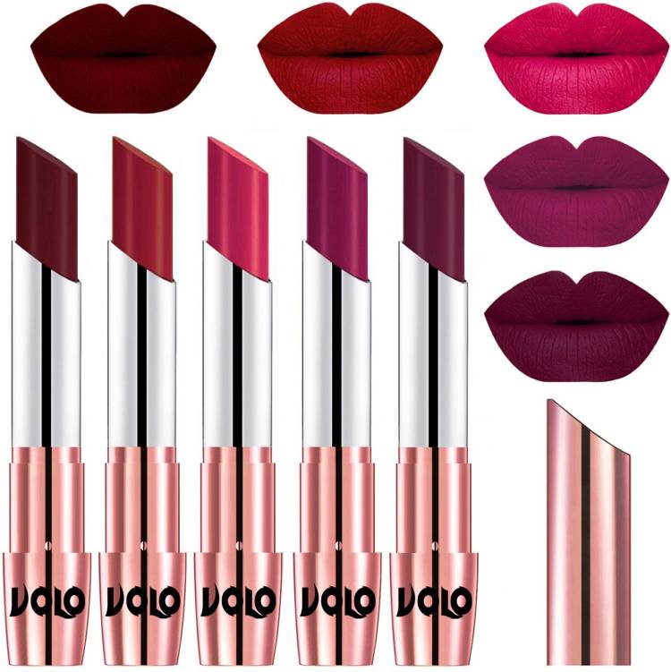 Volo Creme Matte Smooth Lipstick Combo Set of 5 Bold Colors Long Lasting Code-840 Price in India