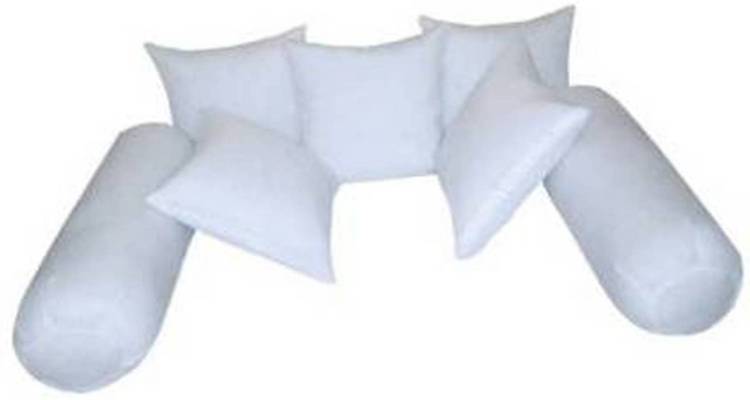 Swikon star Combo Set Of 2 Bolster And 5 Microfibre Solid Cushion Pack of 7