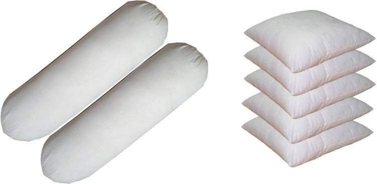 Changers Combo Set Of 2 Bolster And 5 Microfibre Solid Cushion Pack of 7