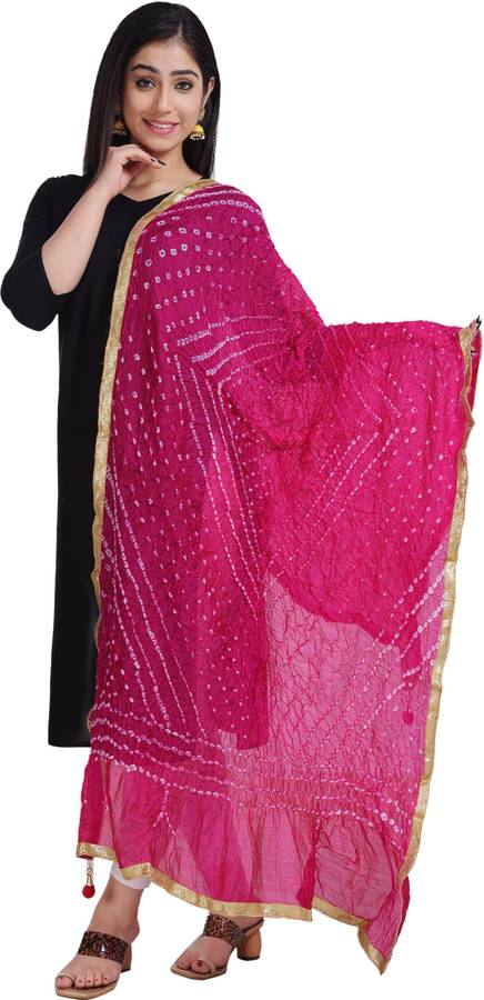 Chiffon Printed Pink Women Dupatta