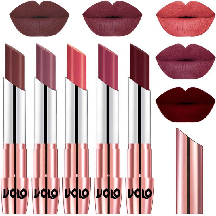 Volo Creme Matte Smooth Lipstick Combo Set of 5 Bold Colors Long Lasting Code-578 Price in India