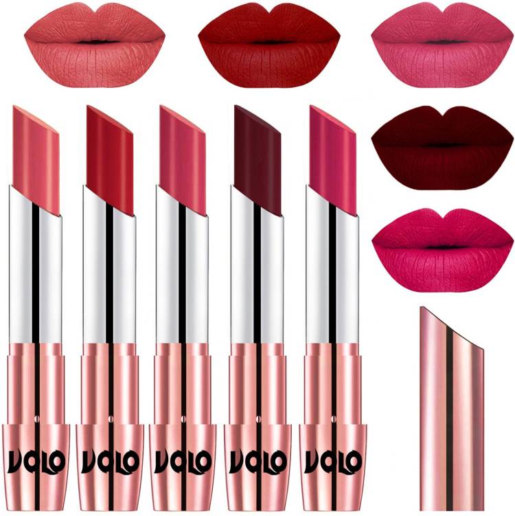 Volo Creme Matte Smooth Lipstick Combo Set of 5 Bold Colors Long Lasting Code-746 Price in India