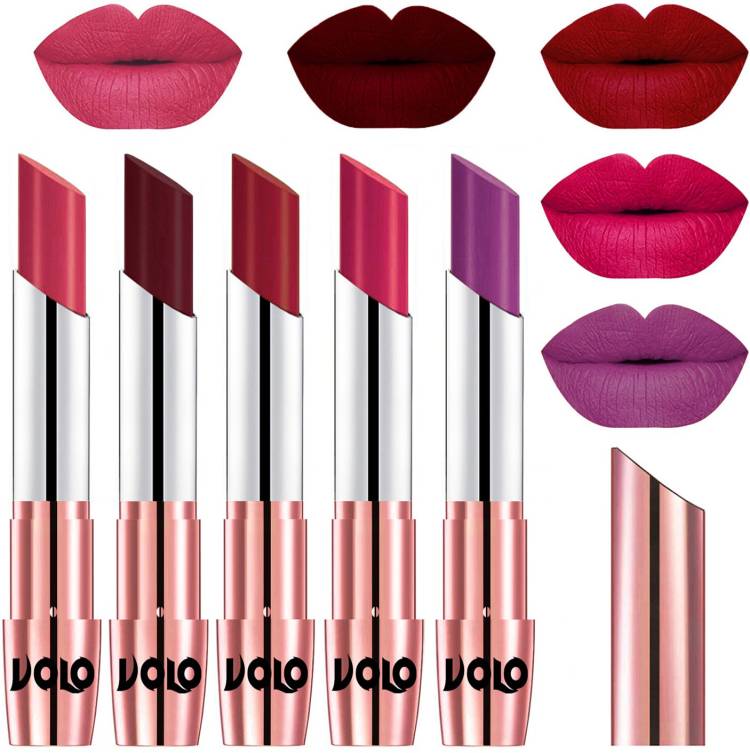 Volo Creme Matte Smooth Lipstick Combo Set of 5 Bold Colors Long Lasting Code-832 Price in India