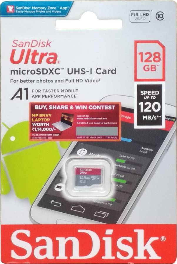 SanDisk ULTRA 128 GB MicroSD Card UHS Class 1 120 MB/s  Memory Card