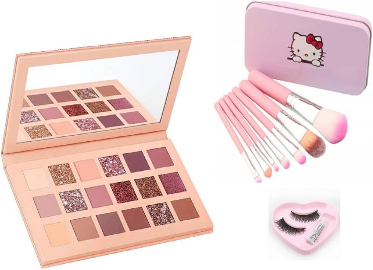 Insta Beauty Glam ColorIcon Nude EyeShadow with Makeup Brushes & Eyelashes with Glue 18 g Price in India