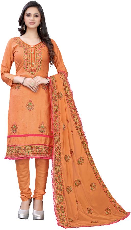 Cotton Embroidered Salwar Suit Material Price in India
