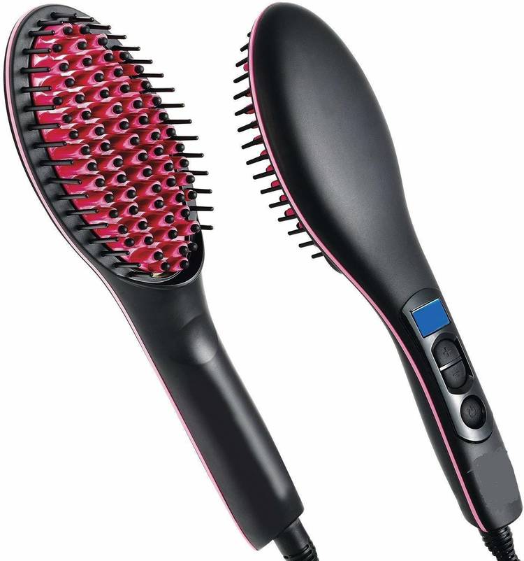 MadhuramZone Simply Ceramic Hair Straightener Brush for Women (Black) Mini Professional Hair Pressing Machine With Temperature Control Hair Straightener Price in India