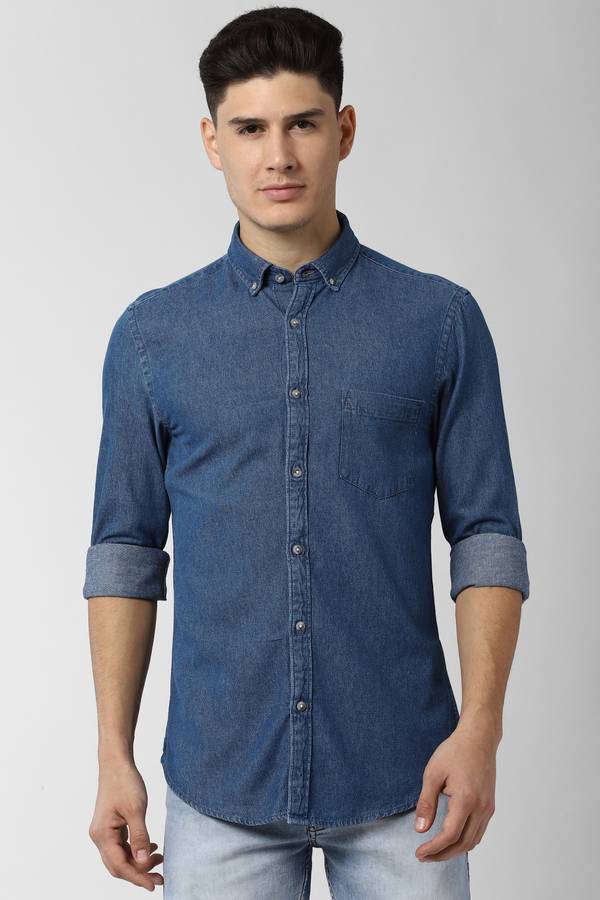 Men Super Slim Fit Washed Casual Shirt