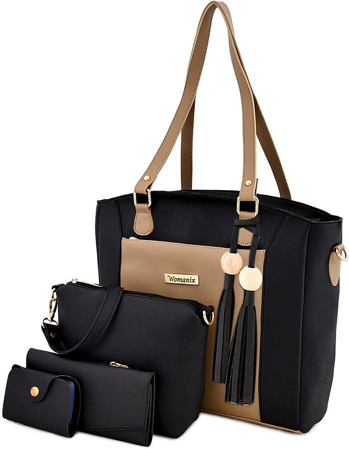 Women Black, Beige Shoulder Bag
