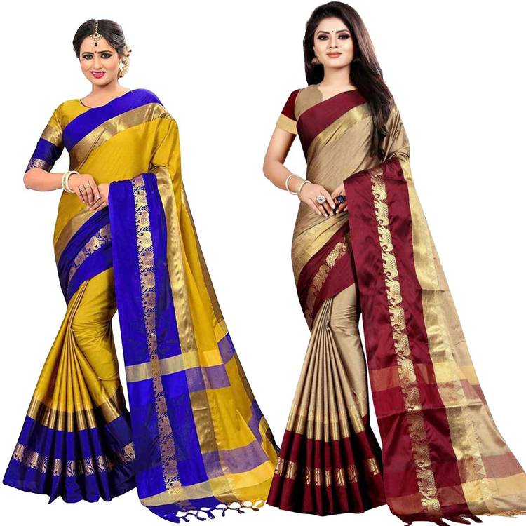 Woven Banarasi Cotton Silk, Jacquard Saree