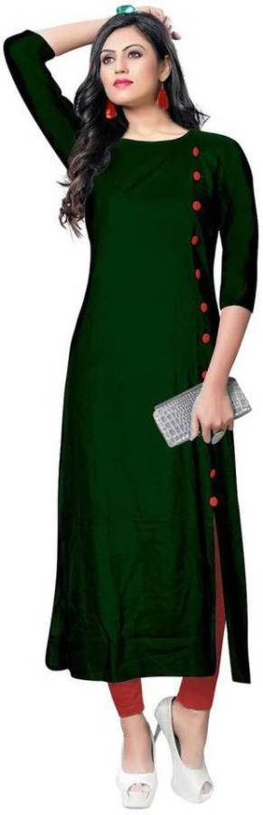 Women Solid Rayon Crepe Blend Straight Kurta