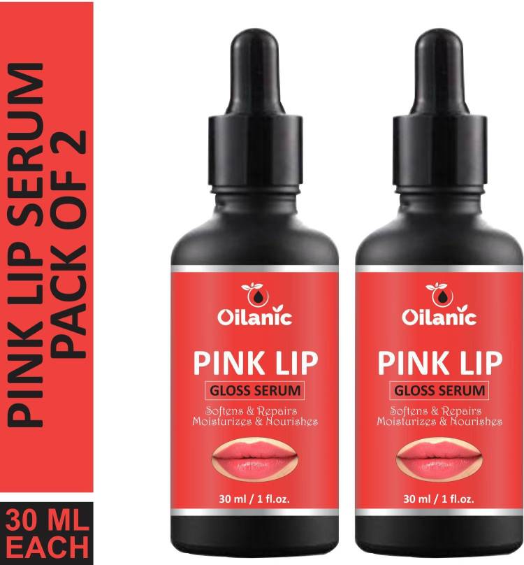 Oilanic Premium Pink Lip Gloss Serum for Soft and Natural Lips Combo pack of 2 bottle of 30 ml(60 ml) Price in India