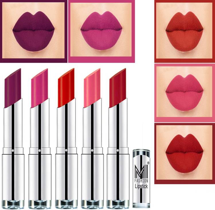 MI FASHION Pout-Perfect Creamy Matte Lipstick Set in 5 Vibrant Colours Code-274 Price in India