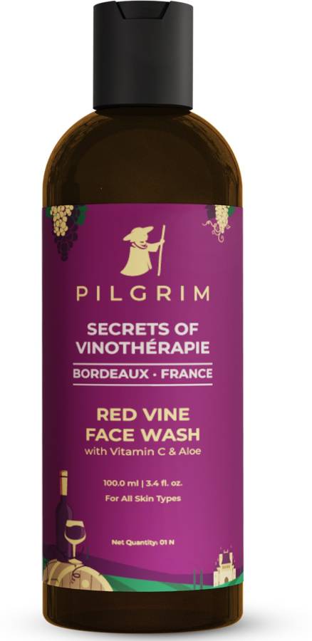 Pilgrim Red Vine  Cleanser for Anti Ageing | De-Pigmentation | Dark Spots Removal |Dry, Oily Combination Skin |Men and Women | 100ml Face Wash Price in India