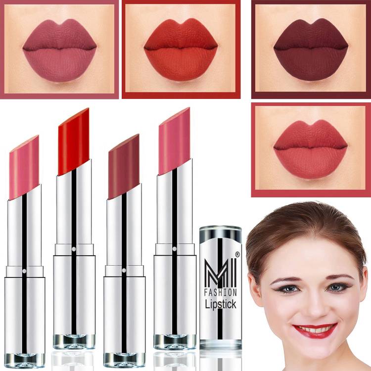 MI FASHION Hot and Bold Soft Creamy Matte Lipstick Combo � Perfect Gift for Her in 4 Vivid Colours Code-241 Price in India