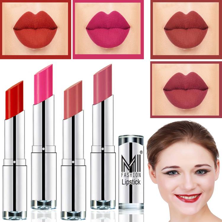 MI FASHION Hot and Bold Soft Creamy Matte Lipstick Combo � Perfect Gift for Her in 4 Vivid Colours Code-257 Price in India