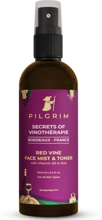 Pilgrim Alcohol Free Red Vine Face Toner, Face Mist Spray For Anti Ageing, Glowing Skin, Dry, Oily Skin, Men & Women,100ml Men & Women Price in India