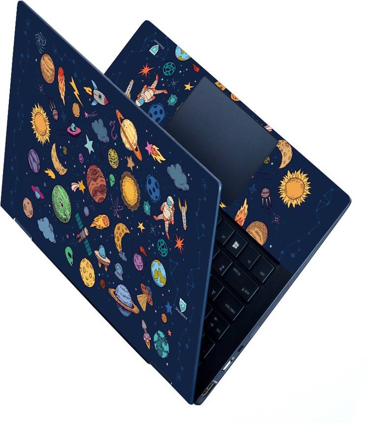 dzazner HD Printed Full Panel Laptop Skin Sticker Vinyl Fits Size Upto 15 inches No Residue, Bubble Free - Color Space Doodle Vinyl Laptop Decal 15.6