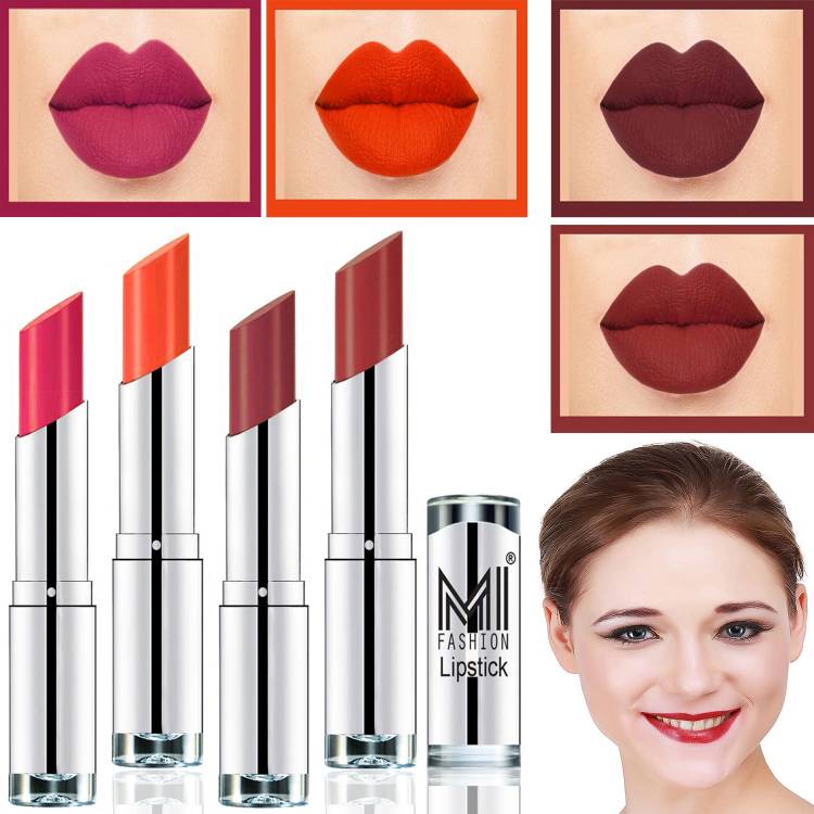 MI FASHION Hot and Bold Soft Creamy Matte Lipstick Combo � Perfect Gift for Her in 4 Vivid Colours Code-250 Price in India