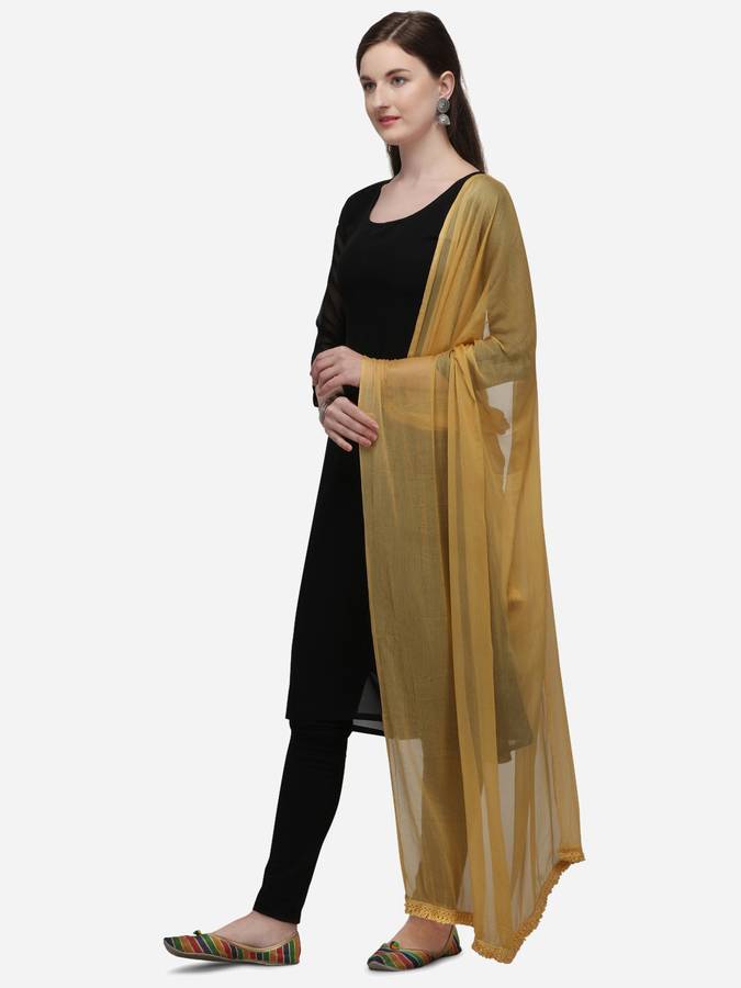 Chiffon Solid Beige Women Dupatta