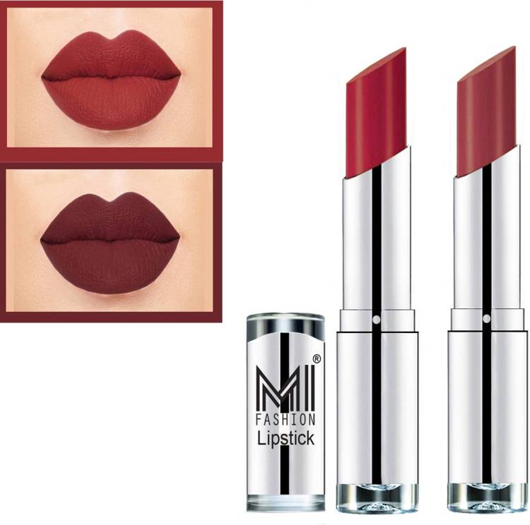 MI FASHION Made in India Vegan Long Wear Soft Matte Lipsticks Set Pigmented Combo of 2 Code no 1277 Price in India