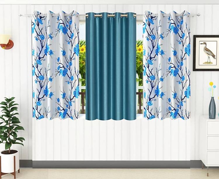 Achintya 153 cm (5 ft) Polyester Window Curtain (Pack Of 3)