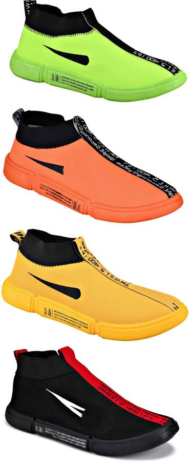 Trendy Fashion Combo Pack of 4 Slip On Sneakers For Men