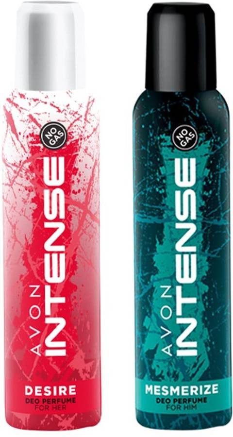 Avon Intense No Gas For Women- Desire 150 ml and Intense No Gas For Men- Mesmerise 150 ml Perfume Body Spray - For Men & Women