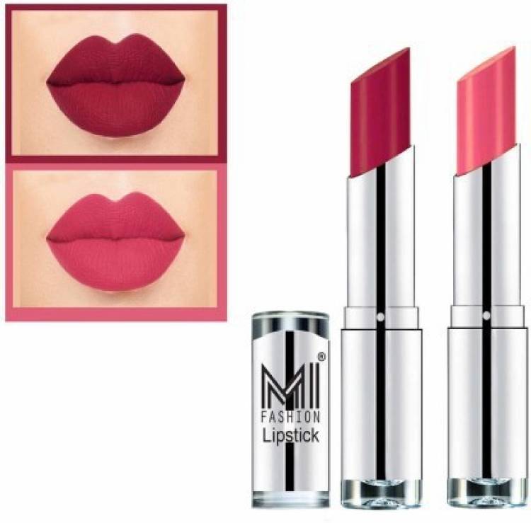 MI FASHION Skin Friendly Vegan Lipsticks Set Cr�me Matte Vitamin e Enriched Combo of 2 Code no 1592 Price in India