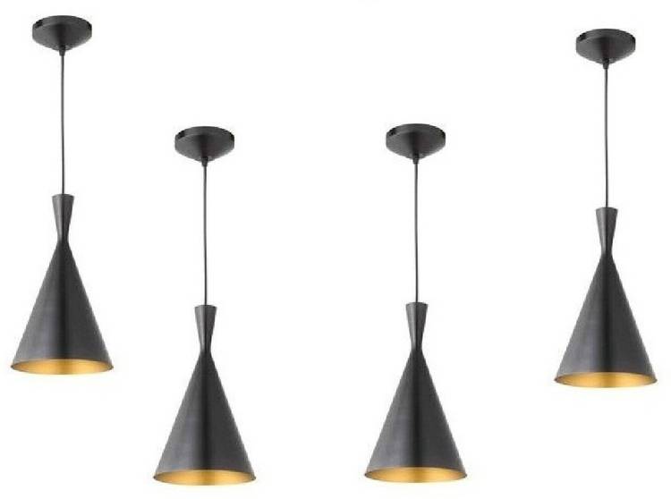 Areezo Areezo Single Head Vintage Metal Cone Shaped Hanging Pendant Ceiling Light LampHome,Dining Room, Bedroom, Living Room,Office Decor (Black) (Bulb Not Included) (Set of 4) Pendants Ceiling Lamp