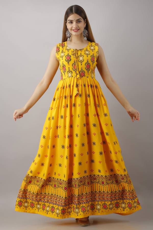 Women Maxi Yellow Dress Price in India