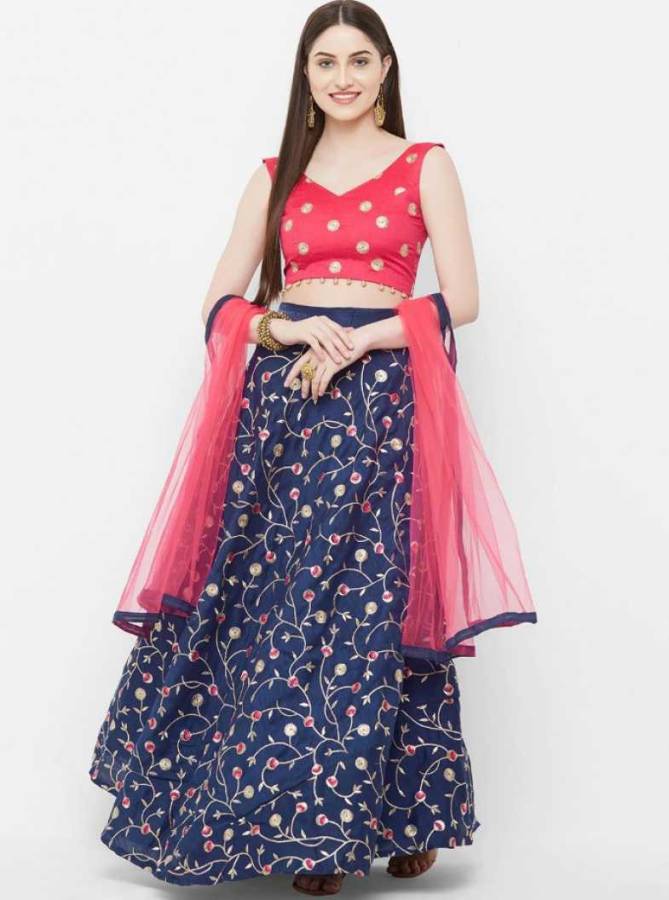 Embroidered Semi Stitched Lehenga Choli Price in India