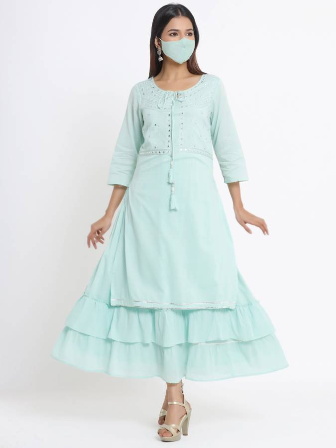 Women Layered Light Green Dress Price in India