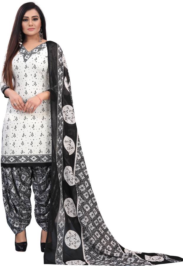 Crepe Printed, Floral Print Kurta & Churidar Material