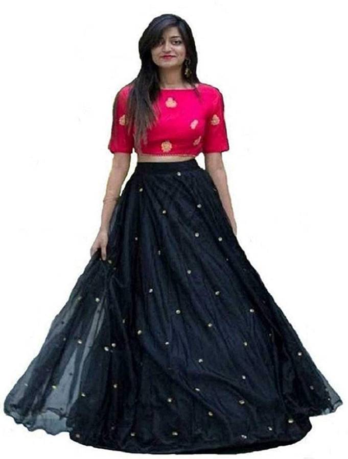 Solid, Applique, Embellished, Self Design Semi Stitched Lehenga Choli