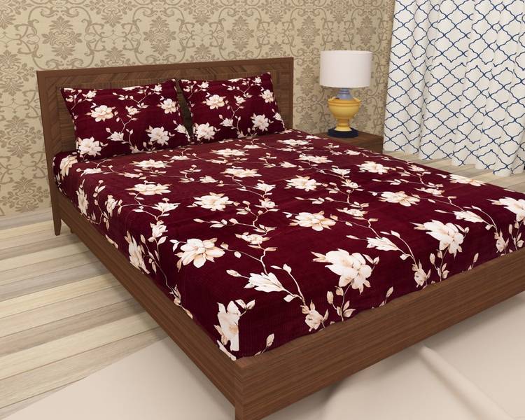 CHHAVI INDIA 144 TC Microfiber Double 3D Printed Bedsheet